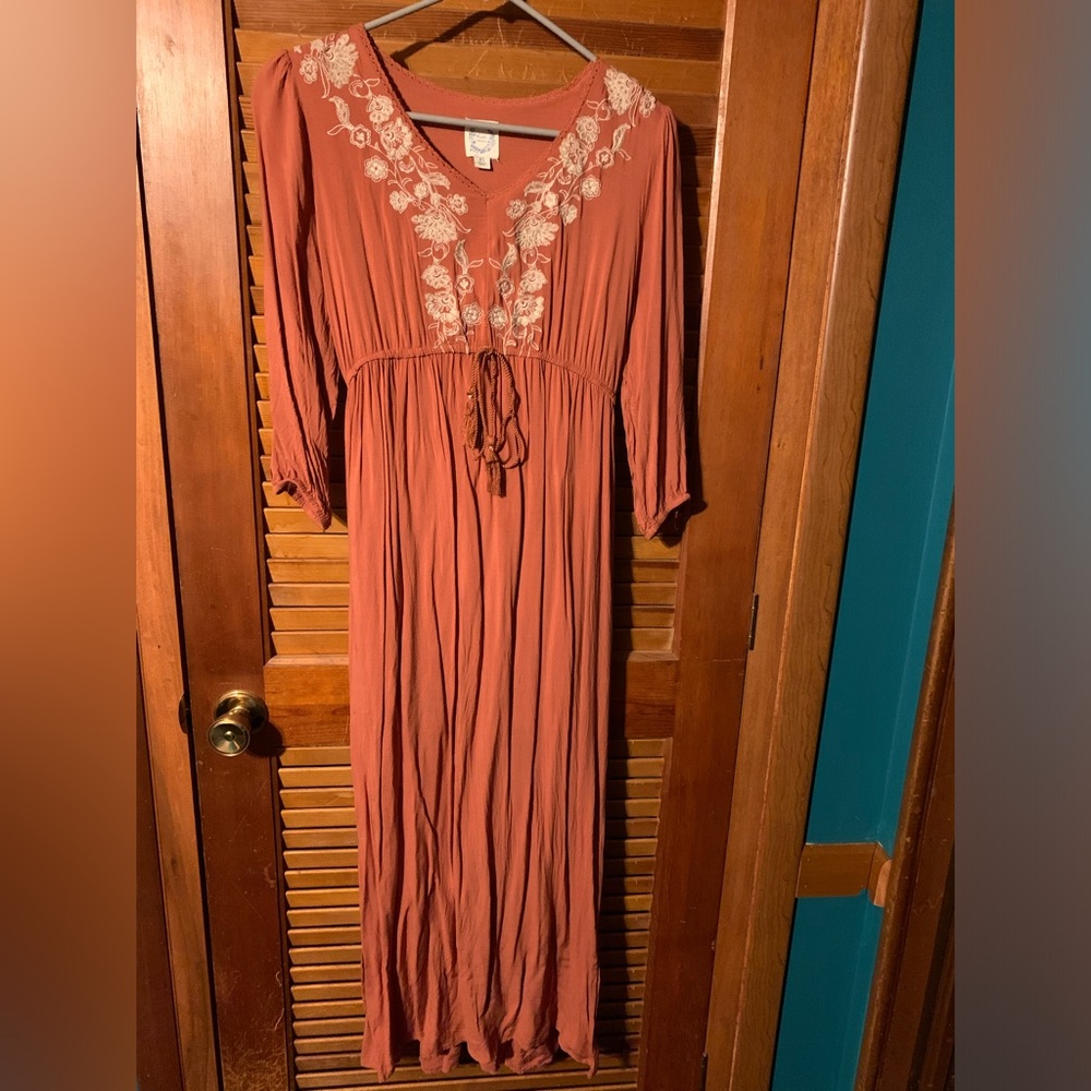 XS  Blue Rain from Francesca’s coral maxi dress
